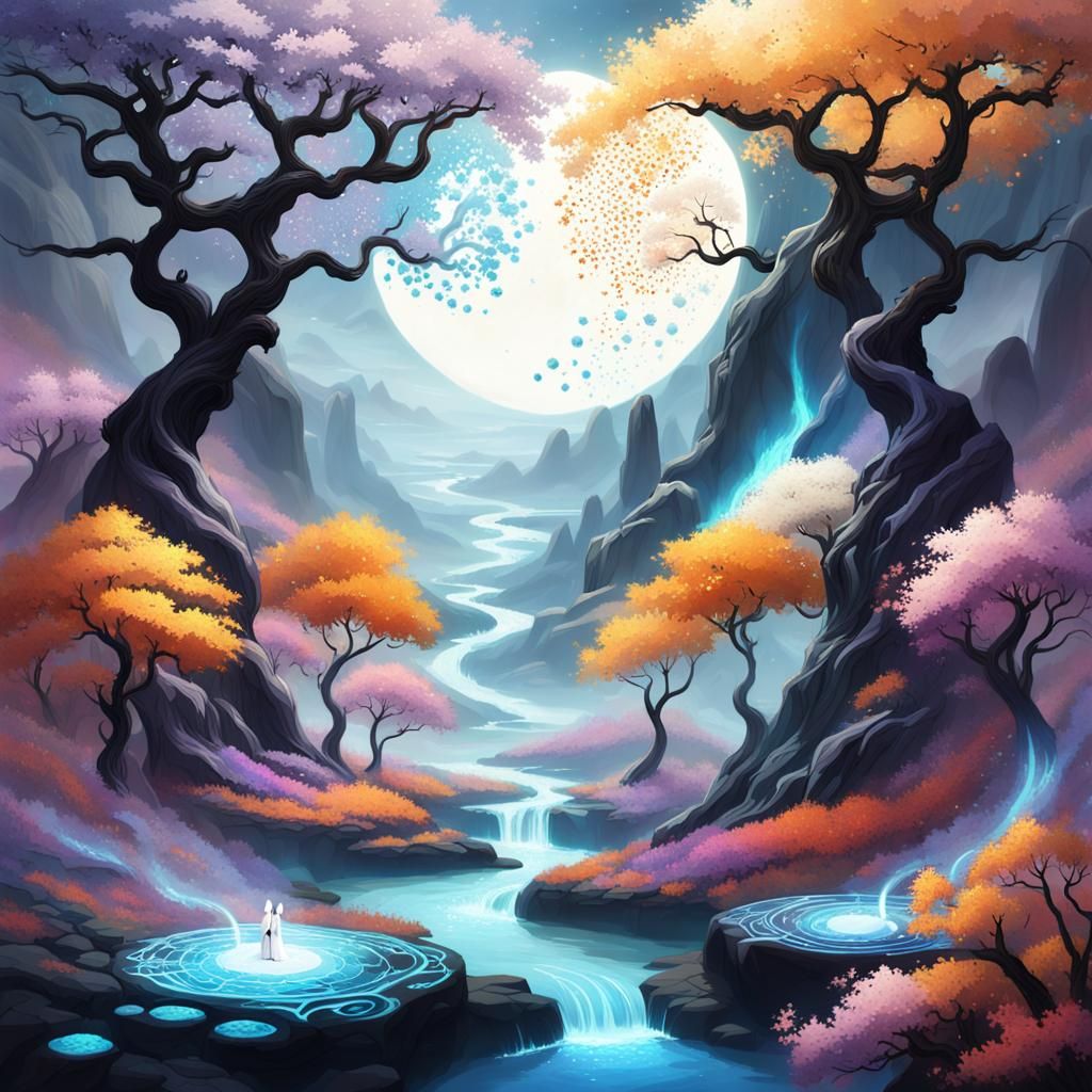 Ethereal Realms of Yin and Yang: Vast Otherworldly Valley