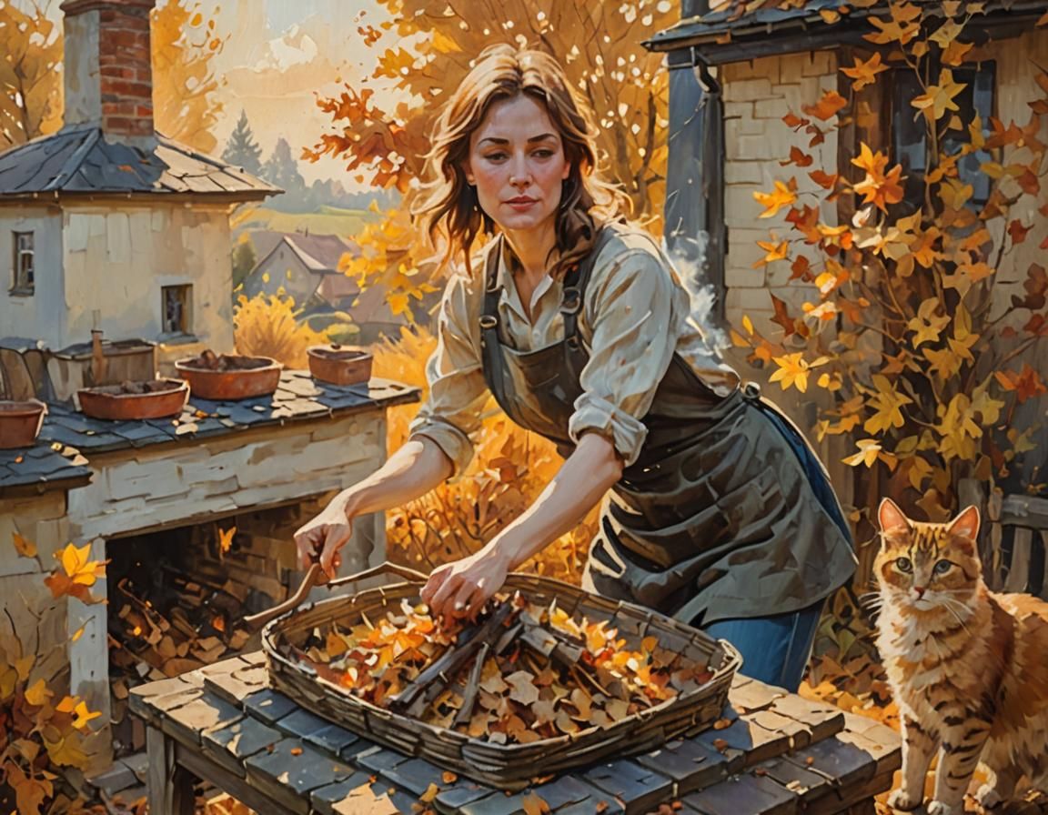 Idyllic Countryside House in Impressionist Oil Painting