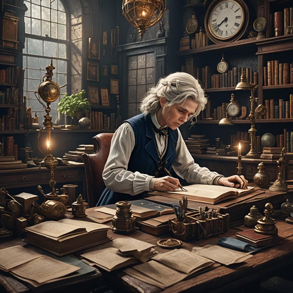 Elizabeth Blackwell Studying Alone: Detailed Matte Painting