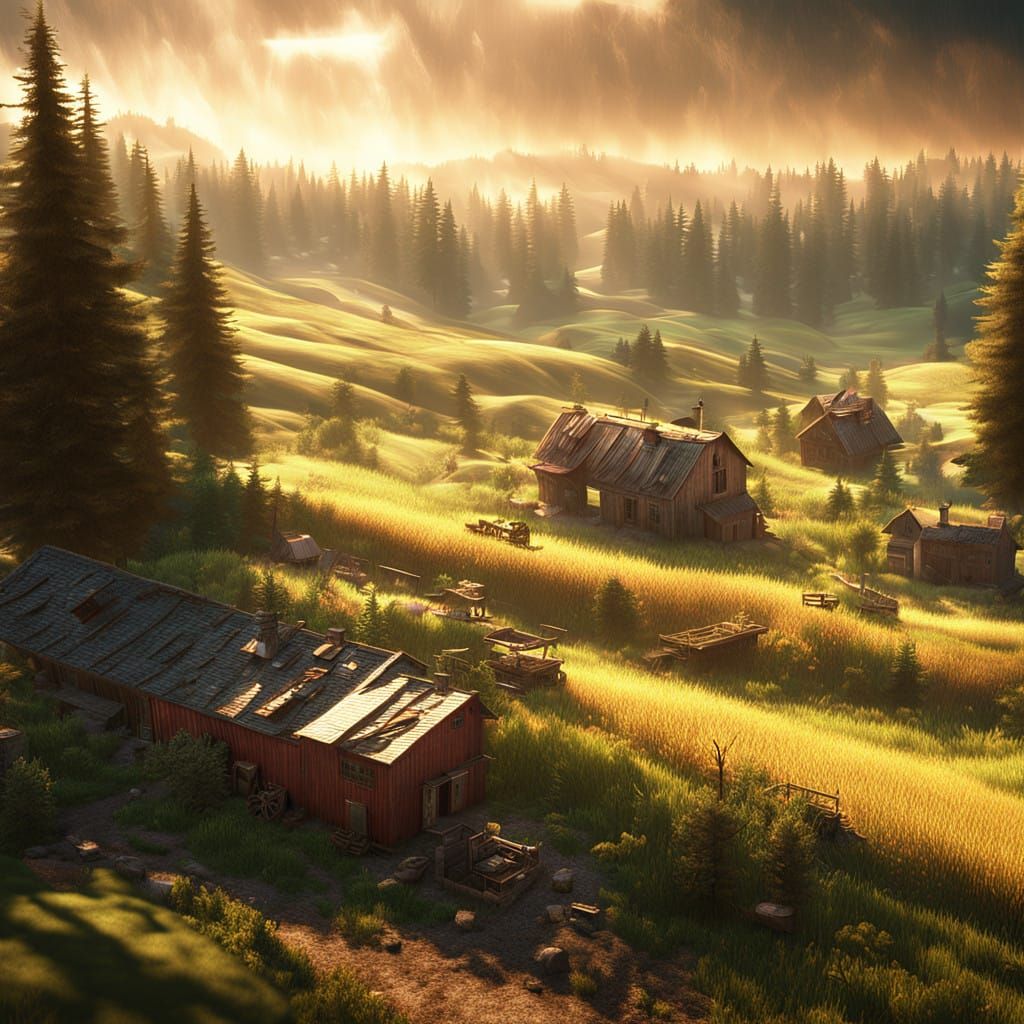 Vibrant Harvest Scene in Cinematic Style