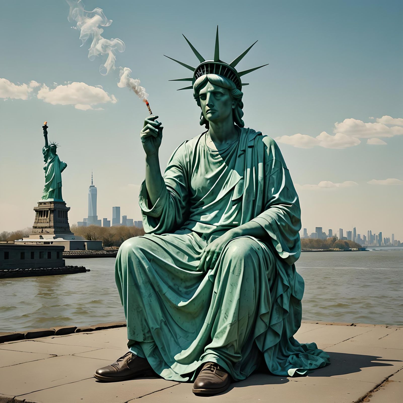 Statue of Liberty Smoking: Clemens Ascher Style