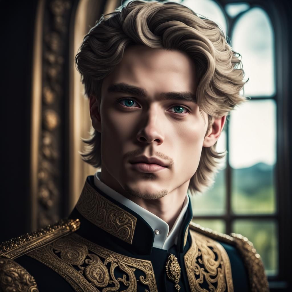 Hyperrealistic Portrait of a Young Handsome Prince