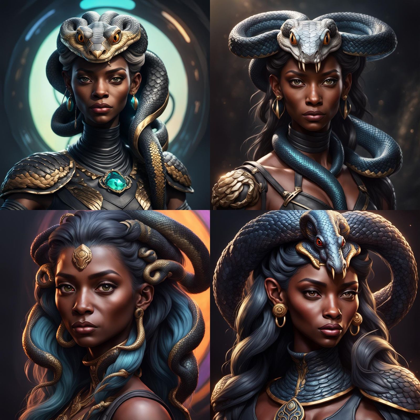 Cobra Muppet Goddess Portrait in Art Nouveau Style