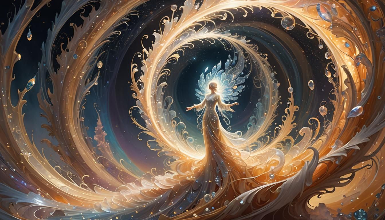 Luminous Crystalline Entity Emerges from Iridescent Portal