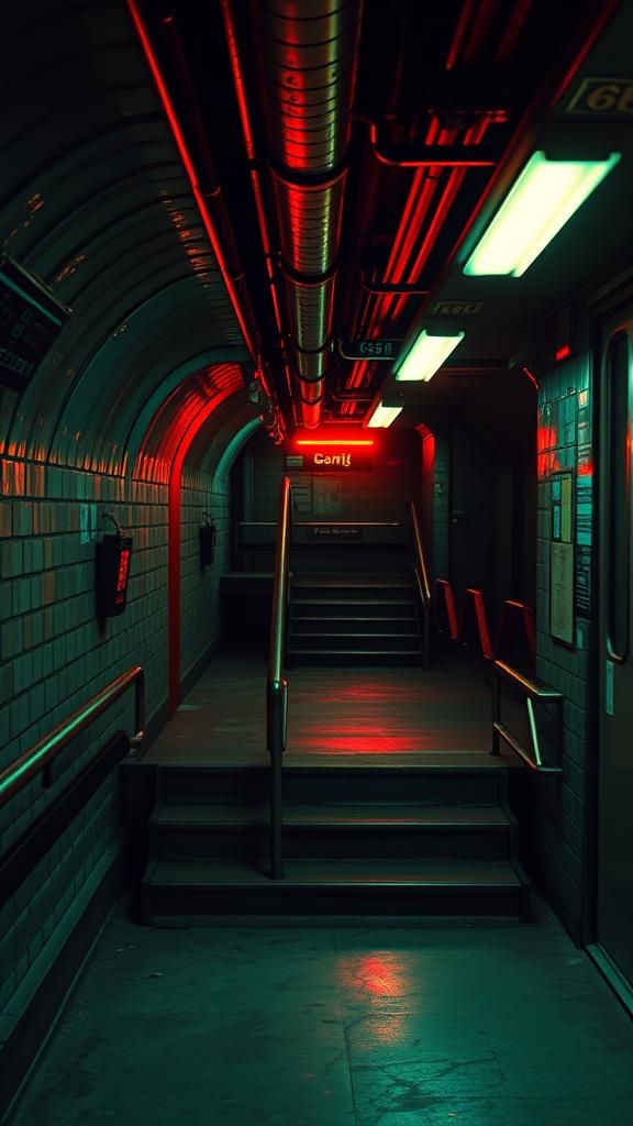 1970s New York Subway Station at Night