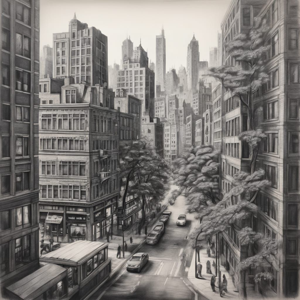 Tree Standing Alone in Urban Grey