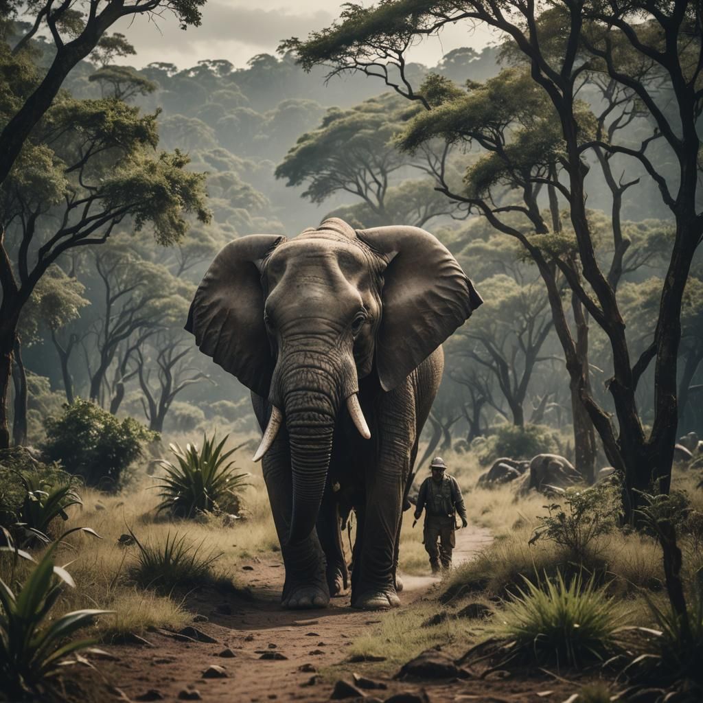 Cinematic Elephant in Dramatic Lighting
