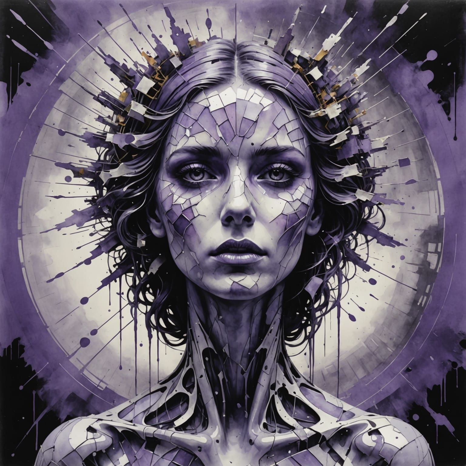 Neural Network Brain Scan in Lavender and Glass