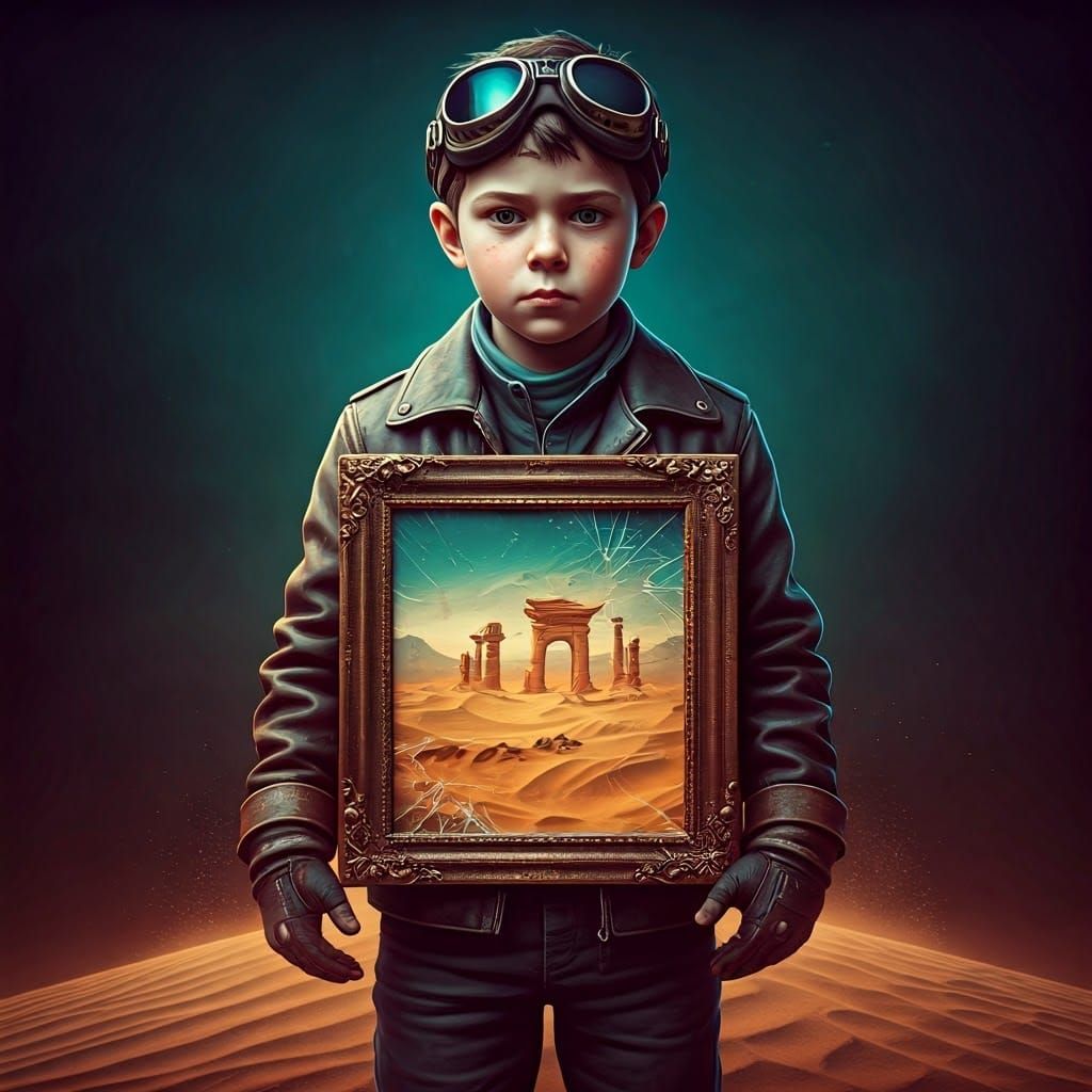 Boy with Desert Oasis Picture Frame