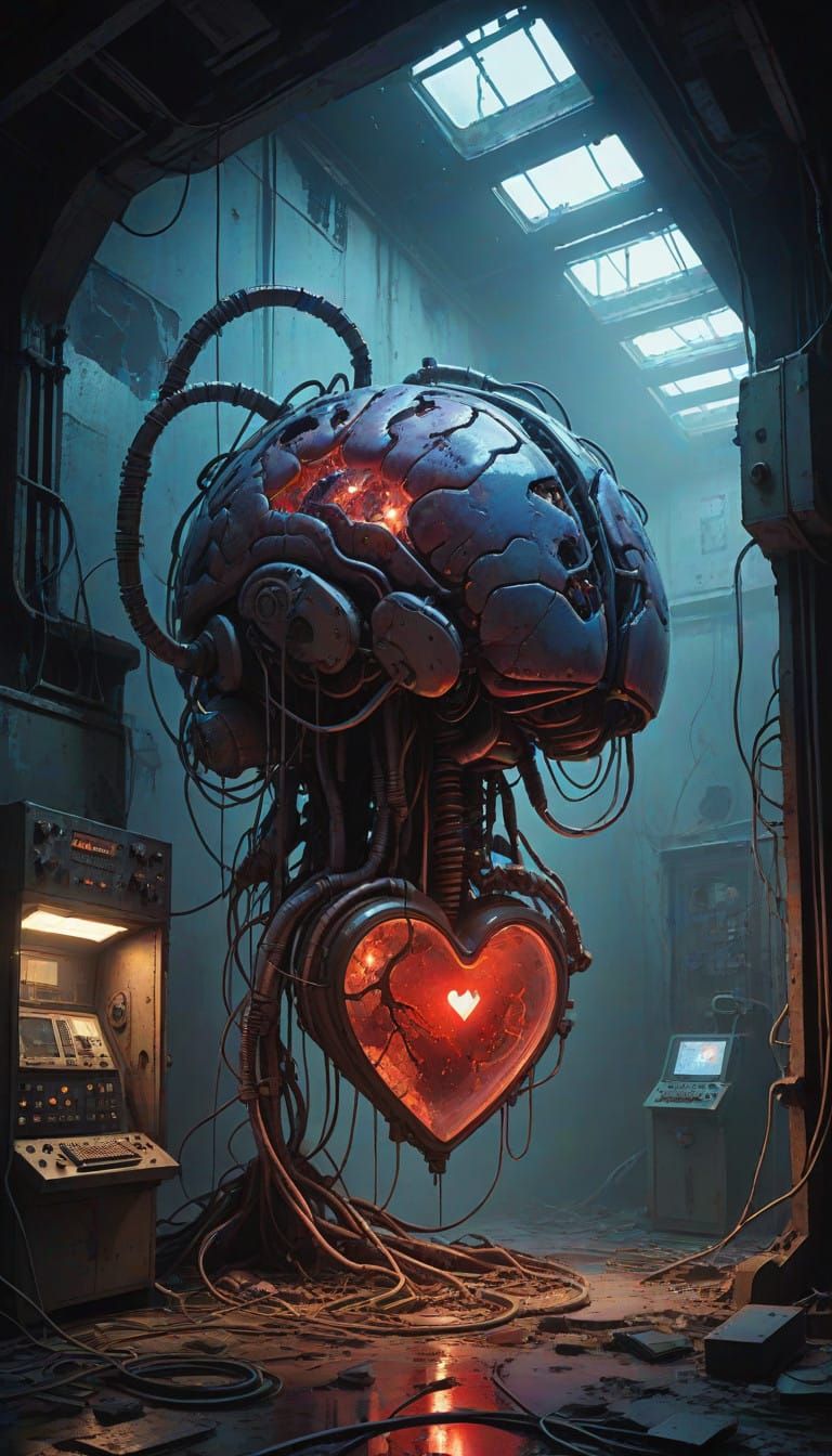 Dystopian Research Lab with Brain and Heart