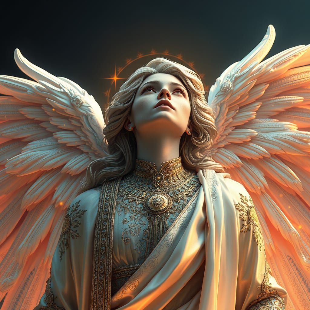 Divine Angel in Iridescent Lemurian Attire