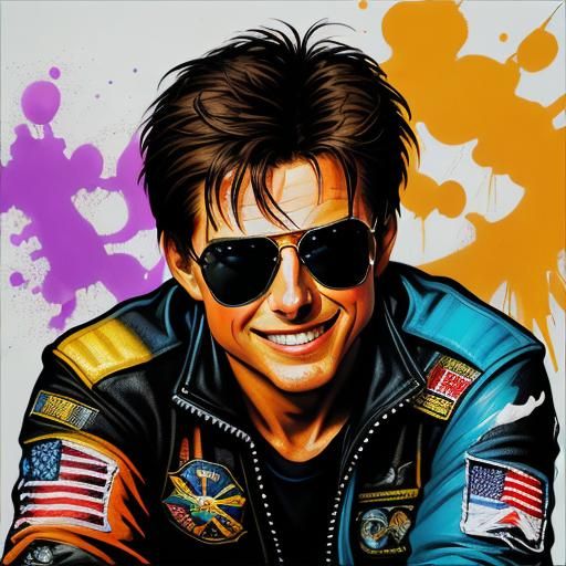 Tom Cruise as Maverick in Graffiti Art Style