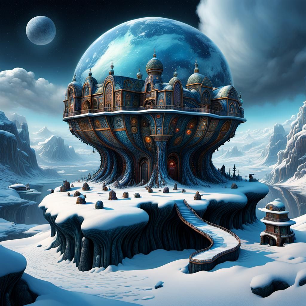 Surreal Odin Home with Walruses and Ravens