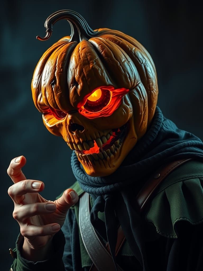 Eerie Pumpkin Headed Phantom Grabs Viewer