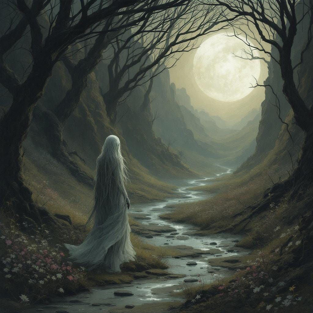 Melancholic Elune in Haunting Twilight Valley