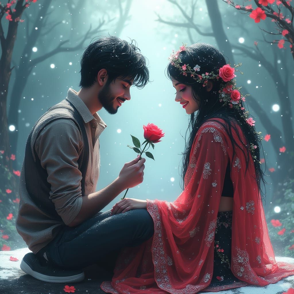 Serene Indian Proposal in a Winter Wonderland