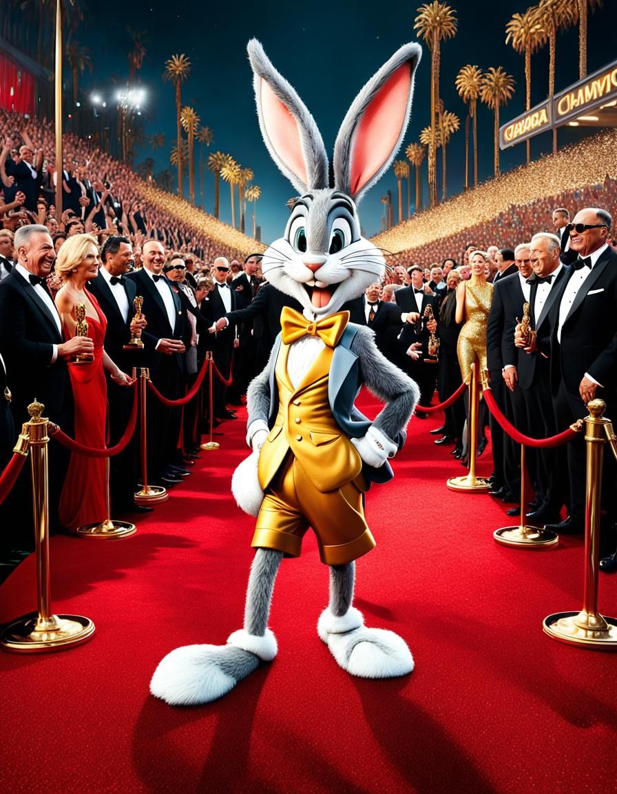 Bugs Bunny Wins Oscar: Hyperrealistic Mixed-Media Portrait