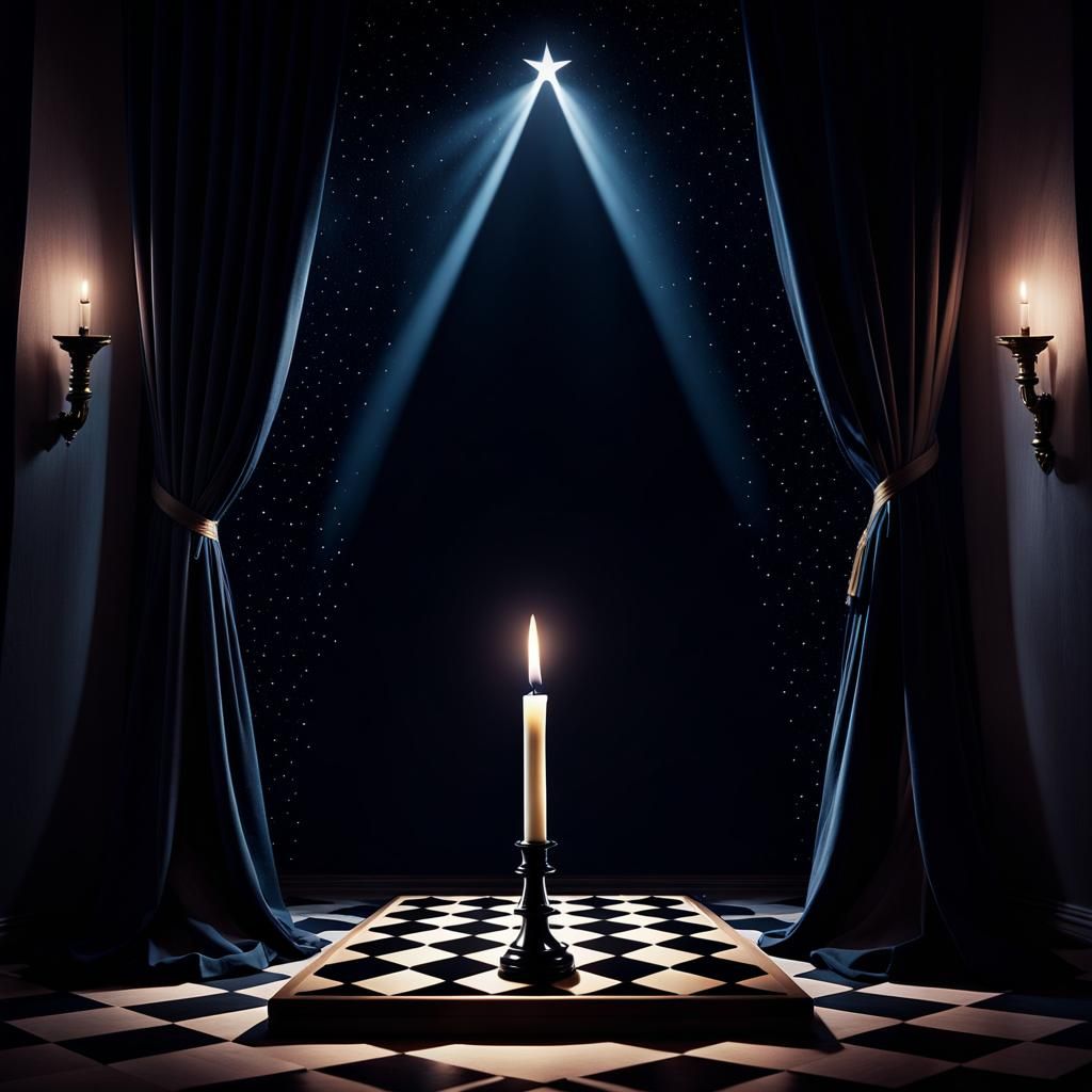 German Expressionist Film Still: Candle in Starry Room