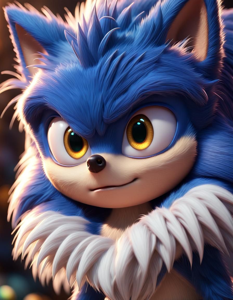 Fluffy Sonic 3D Render in Pixar Style