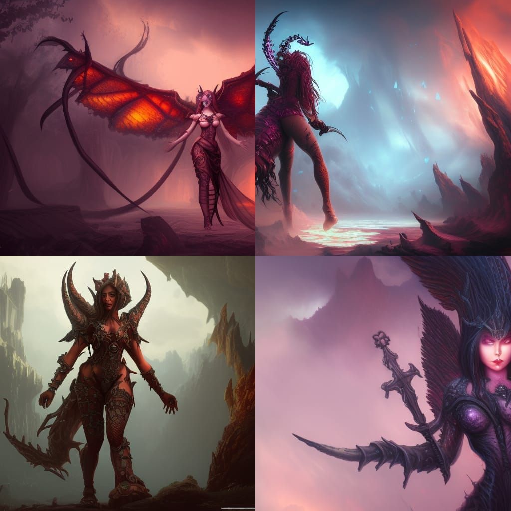 Detailed Demon Girl Matte Painting in Fantasy Art Style