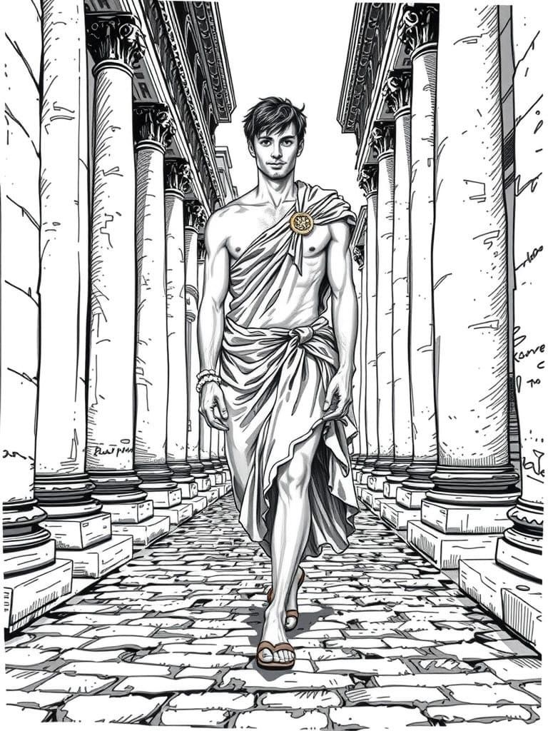 Handsome Roman Youth in Elegant Toga
