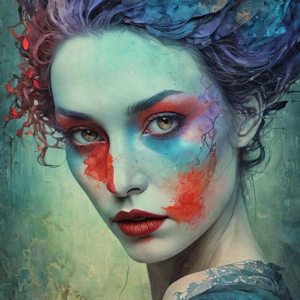 Angry Niflheim Banshee in Alcohol Ink Style