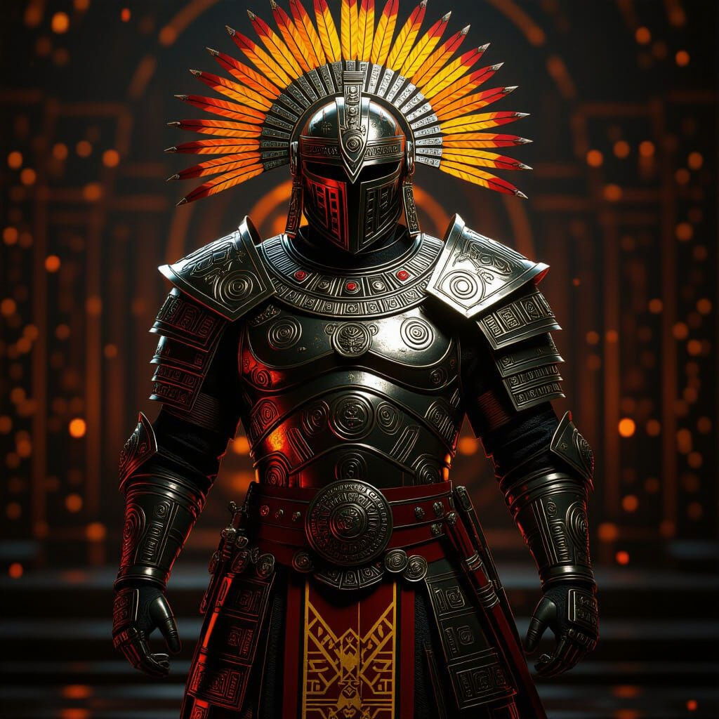 Aztec Flameguard Armor in Dark Fantasy Style