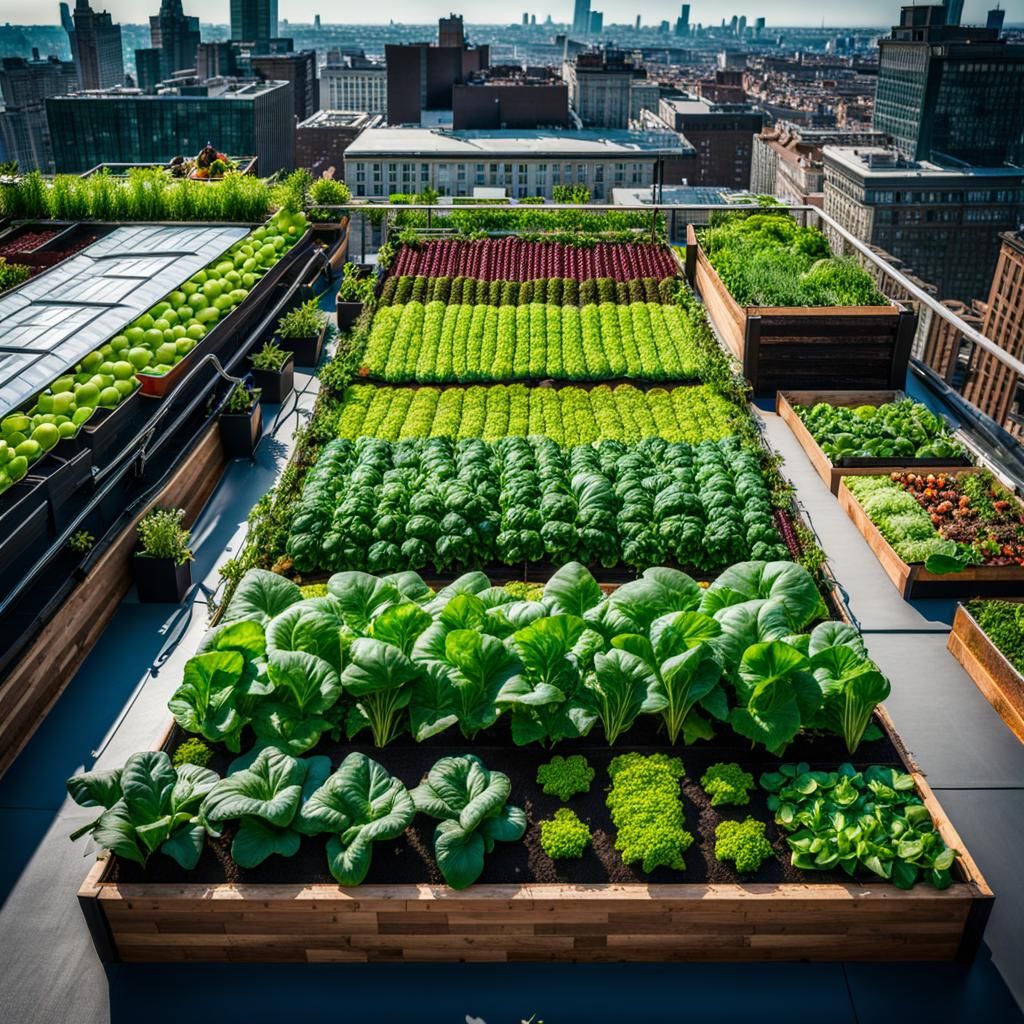 Lush Rooftop Vegetable Garden in the City
