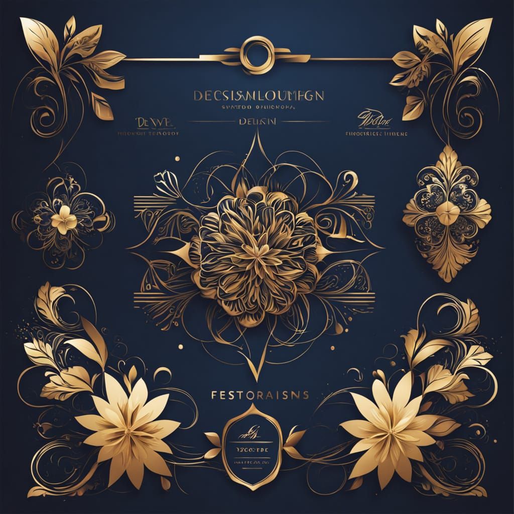 Elegant Blue and Gold Event Logo in Vector Art Style