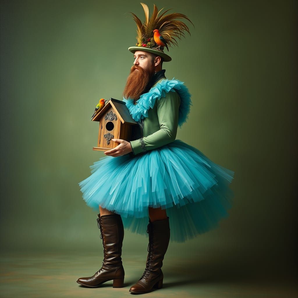 Elegant Renaissance Gentleman in Whimsical Turquoise Attire