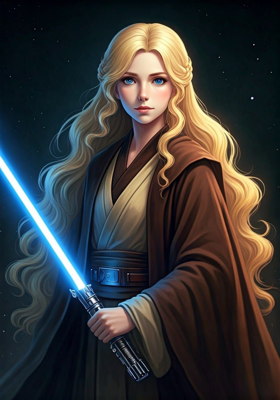 Anime Jedi Knight Claire François in Ghibli Style