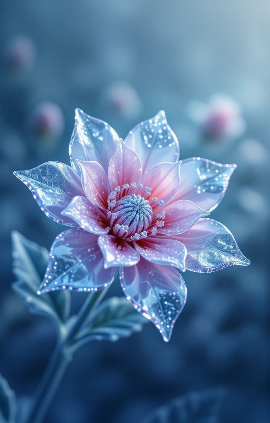 Alien Ice Flower Close Up: High Detail Concept Art