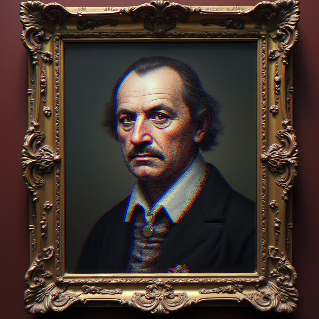 Glitch Art Noble: Kaleidoscopic Portrait in Geometric Style