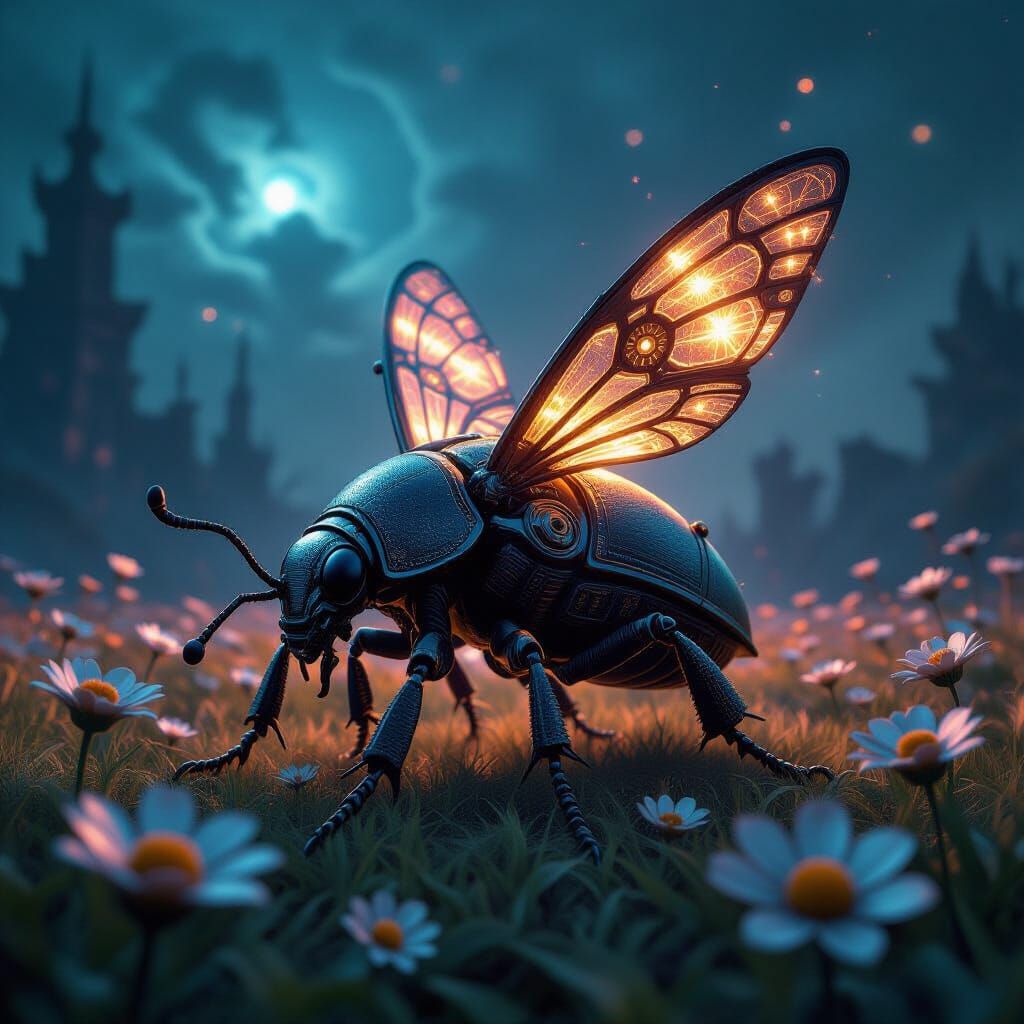 Biomechanical Scarab Beetle in Dark Fantasy Style