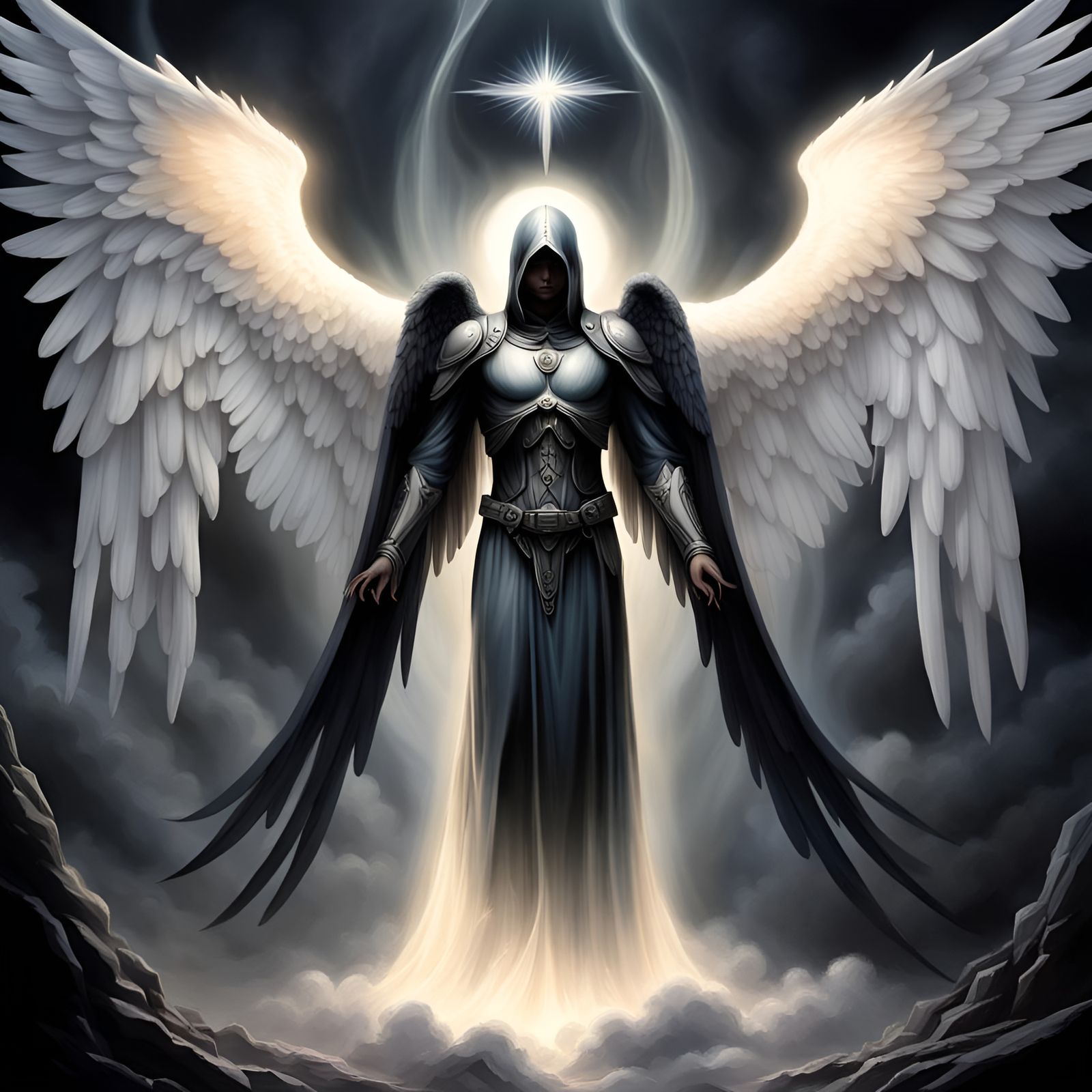 Archangel, Dark Angel, 
Lend me thy light, 
Through Death's veil 
'Til we have Heaven in sight!