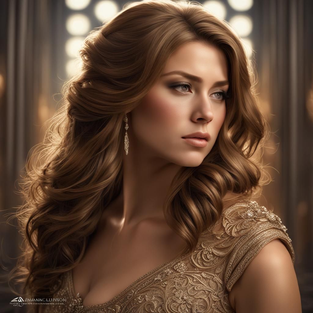 Elegant Woman Portrait in Hyperdetailed Matte Photography