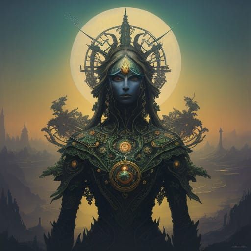 Solarpunk Visionary in a Flourishing Eco-Utopia