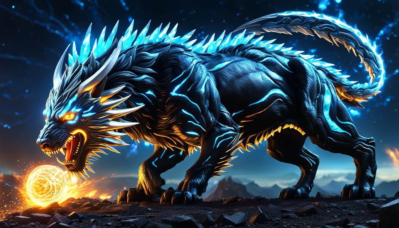 Energized Fenris: Hyperdetailed Nuclearpunk Concept Art