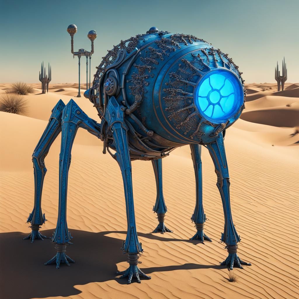 Jedi Knight on Steampunk Transport in Desert