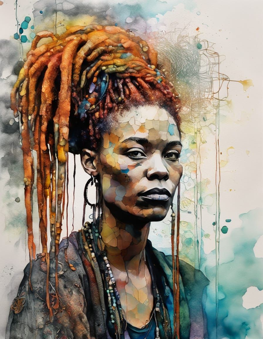 Hyperdetailed Portrait of a Woman with Vibrant Tangerine Dre...