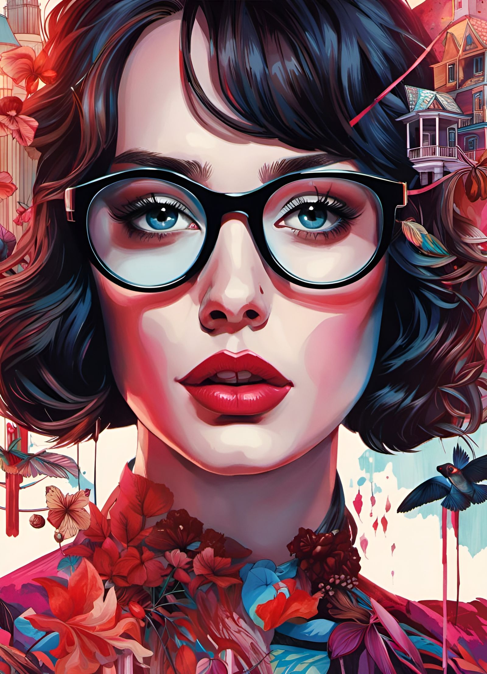 Hyperrealistic Portrait of a Woman in Haunted House