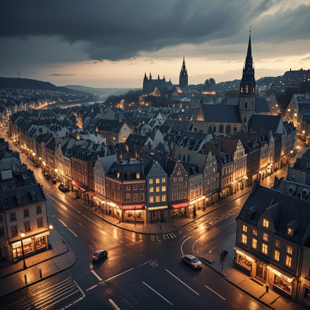 Urban Street Scene in a Bustling City