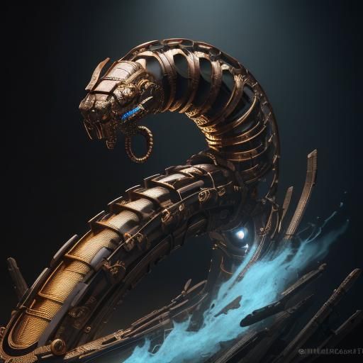 Steampunk Mechanical Serpent in Art Deco Setting