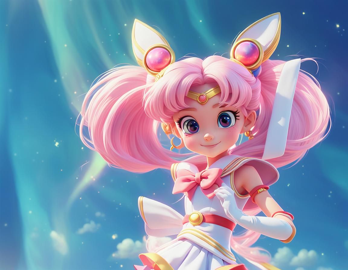 Sailor Mini Moon in Vibrant Pixar Style