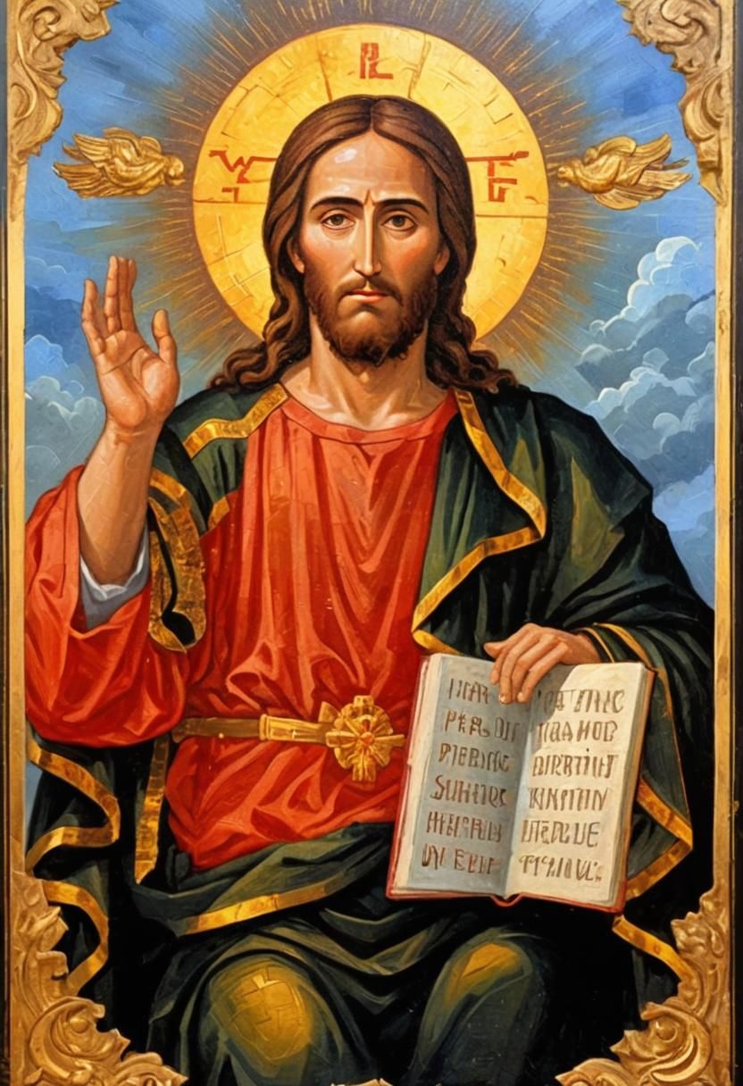Iconic Jesus Christ Pantocrator in Comic Book Style