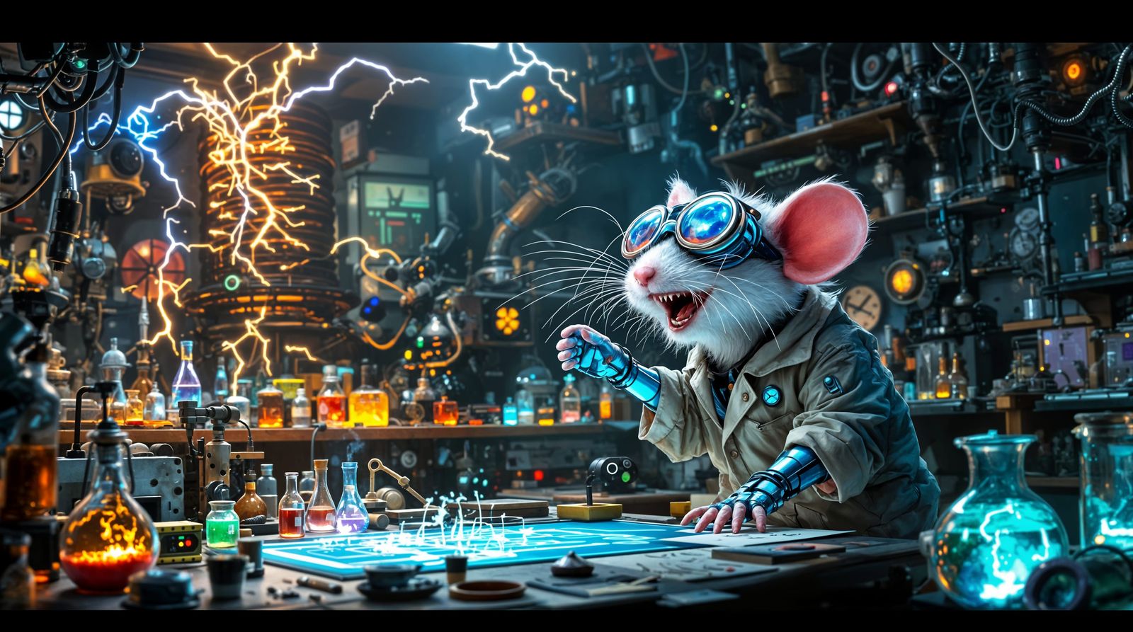 Mad Scientist Mouse's Laboratory in Frenetic Chaos