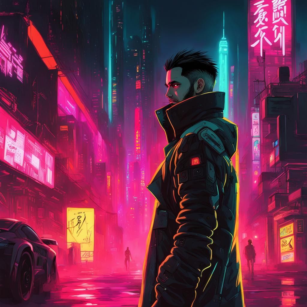 Cyberpunk Cityscape with Neon Lights