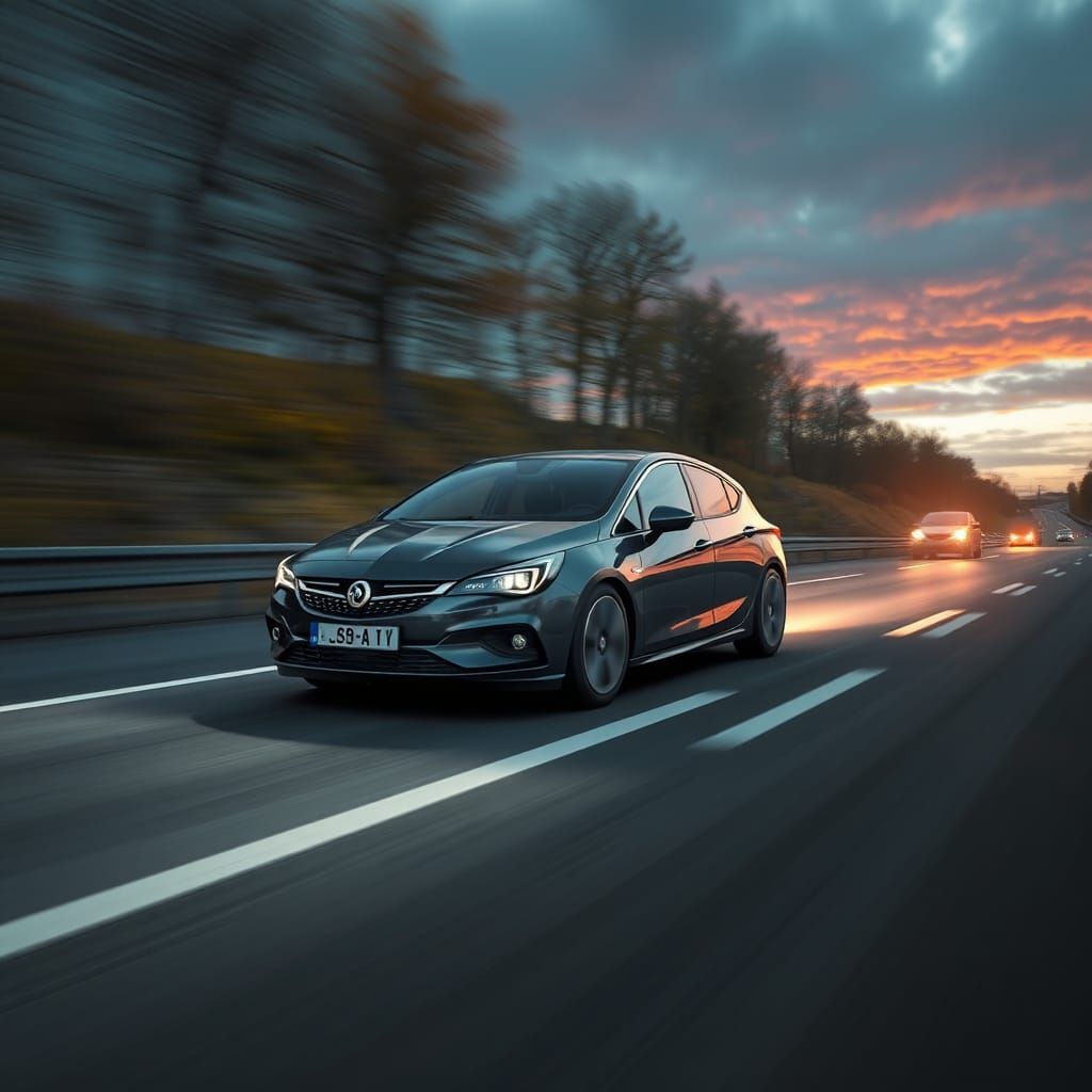 Vauxhall Astra J on Autobahn in Photorealistic Style