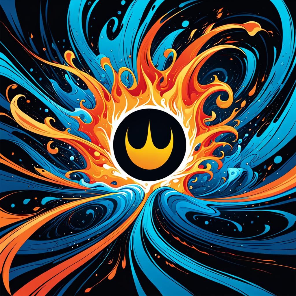 Dynamic Joker Symbol in Abstract Expressionist Line Art