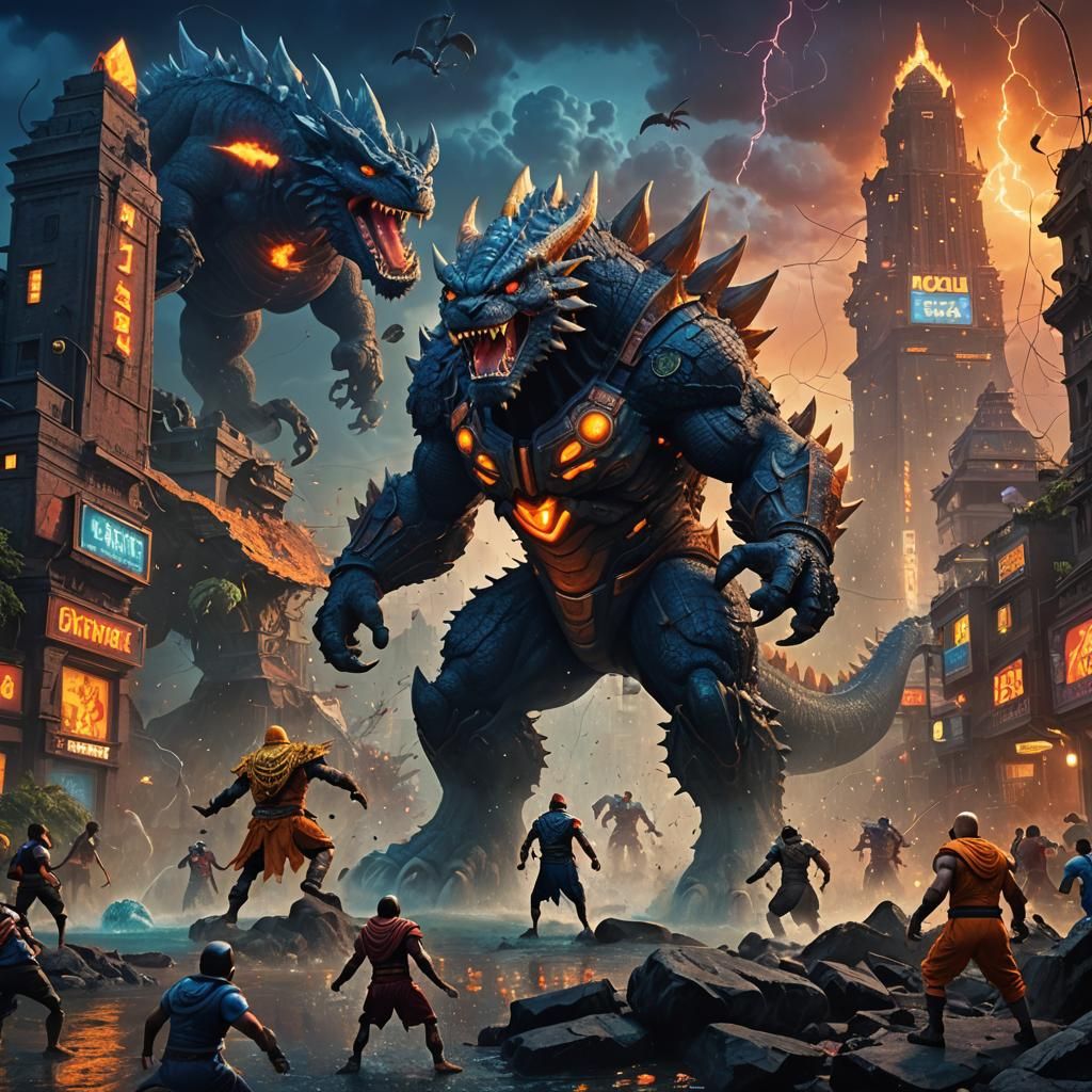 Motu Patlu Battle Kaiju in Mystical City